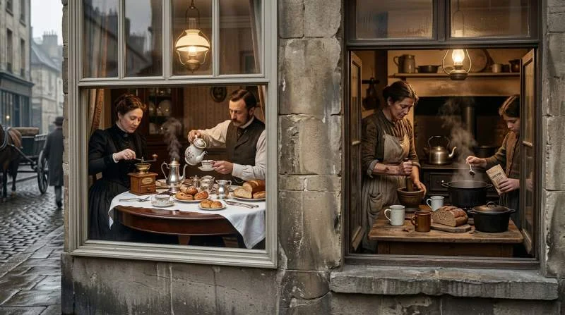 Två hem med olika bryggmetoder för kaffe under bristtider