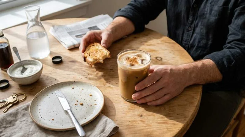 Krämig kaffedrink med yoghurt, kokosvatten och kanel