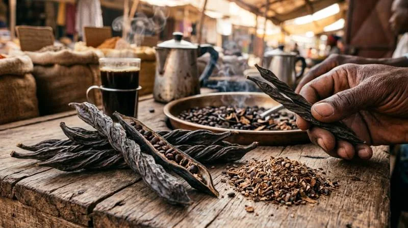 Djar-krydda som används i Café Touba för att ge drycken dess karakteristiska smak