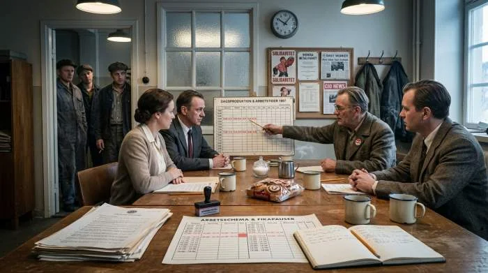 Fackliga förhandlare skriver in fika i svenskt arbetsschema