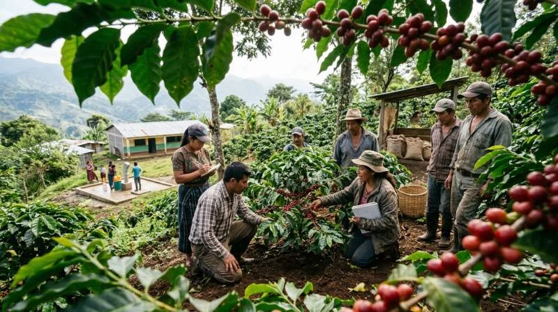 Kaffebönder utbildas i hållbara odlingsmetoder med stöd av fairtrade-premier