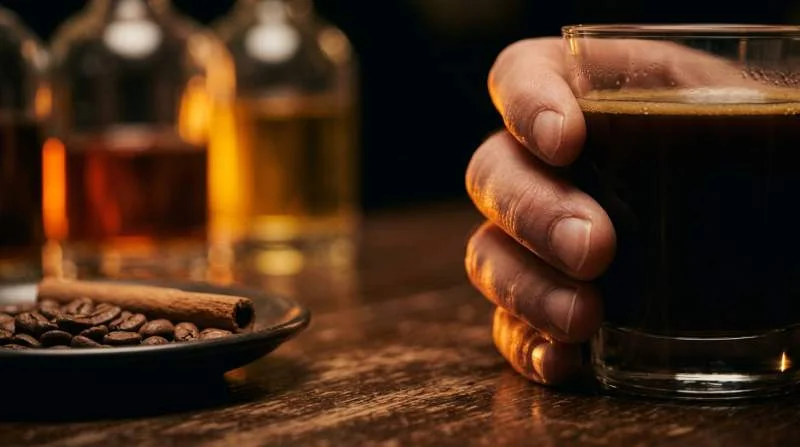 Carajillo - spansk kaffedrink med rom i ett litet glas
