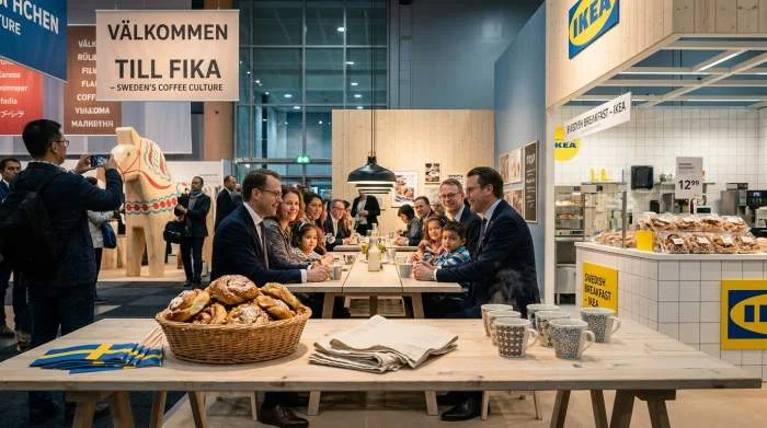 Kanelbullar serveras på internationellt fikabord