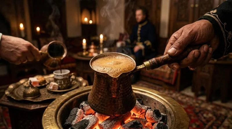 Osmanskt kaffe kokas i cezve åt Karl XII