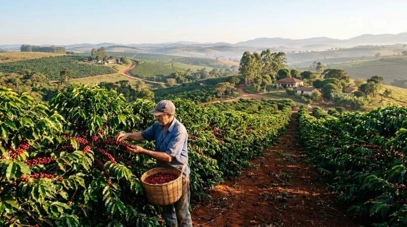 Arabicaplantage i Mogiana-regionen i São Paulo med svalt höglandsklimat