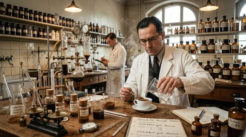 Max Morgenthaler utvecklar lösligt kaffe i laboratorium 1938