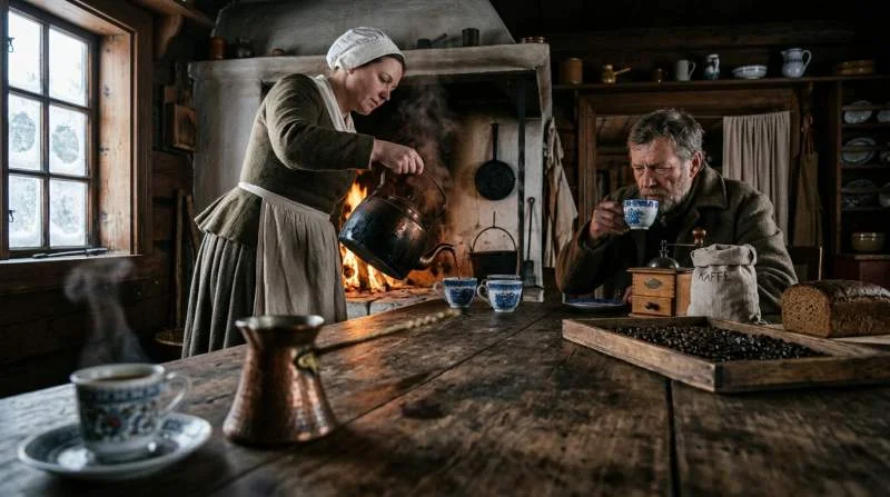 Starkt kaffe bryggs i svenskt hem på 1700-talet