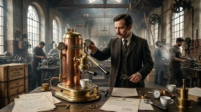 Pavoni lanserar tidig espressomaskin