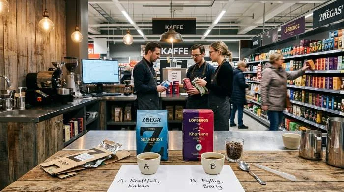 Svenska kaffemärken jämförs i butik