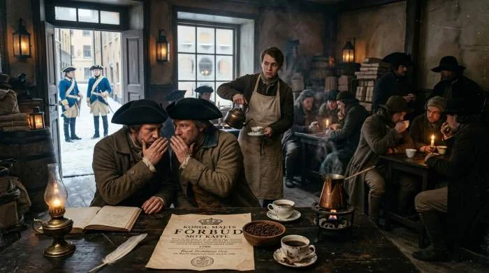 Kaffeförbud i svenskt kaffehus med kungligt dekret