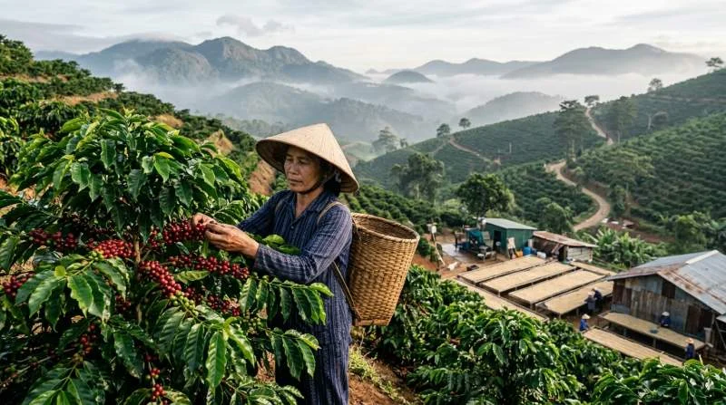 Vietnamesisk arabica från Da Lat och Son La odlas i svala höglandsområden.