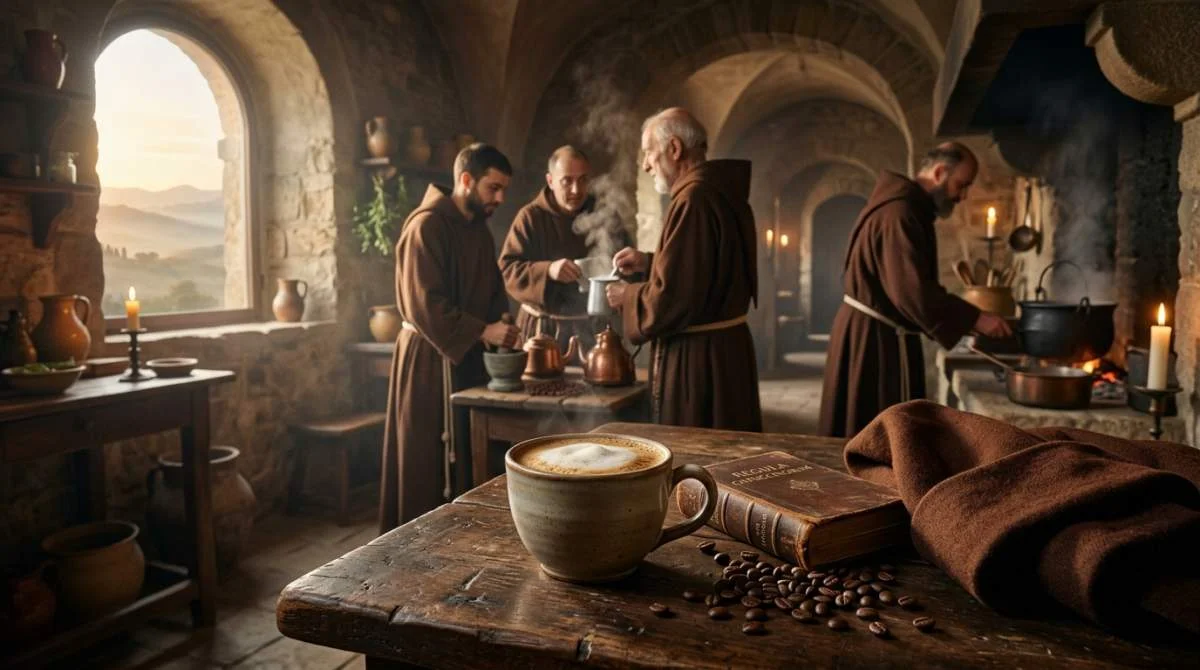 Kapucinermunkar och tidig cappuccino