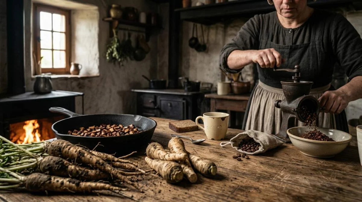 Rostad cikoriarot mals till kaffeersättning
