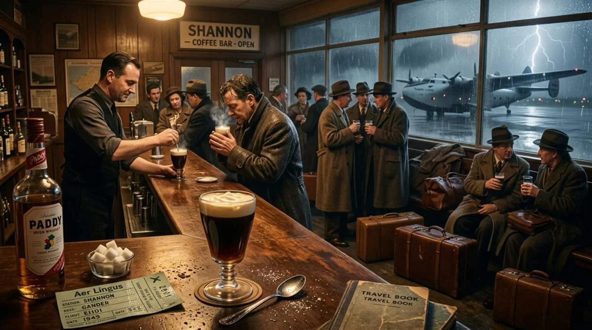 Irish coffee serveras till strandade passagerare på Shannon Airport