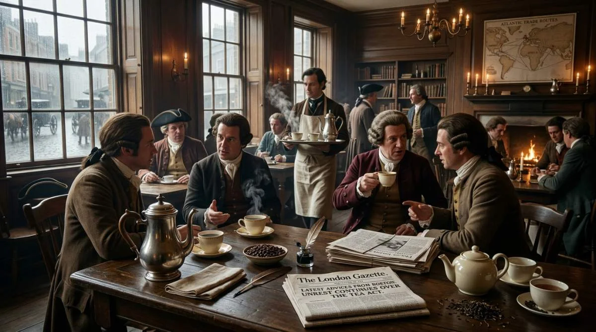 Brittiskt kaffehus där kaffe blir allt vanligare efter Boston Tea Party