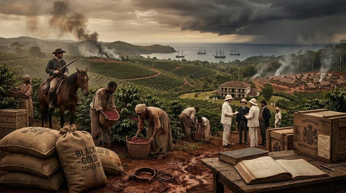Koloniala kaffeplantager i Brasilien och Karibien under slavsystemet
