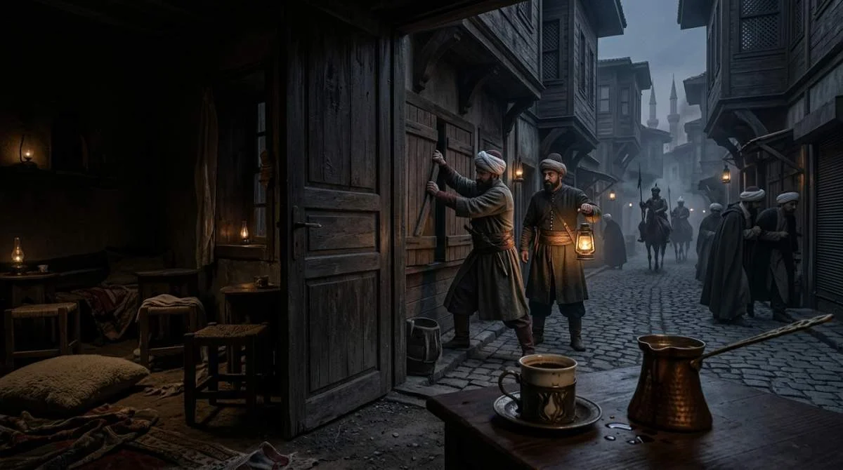 Osmanska vakter stänger ett kaffehus i Istanbul 1633